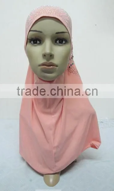 H283 new style one piece hijab with handmade chains and beadings