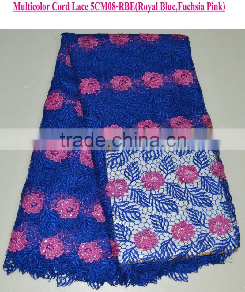 2015 new fashion lady dress nigeria heavy cord lace spangles lace for party dress