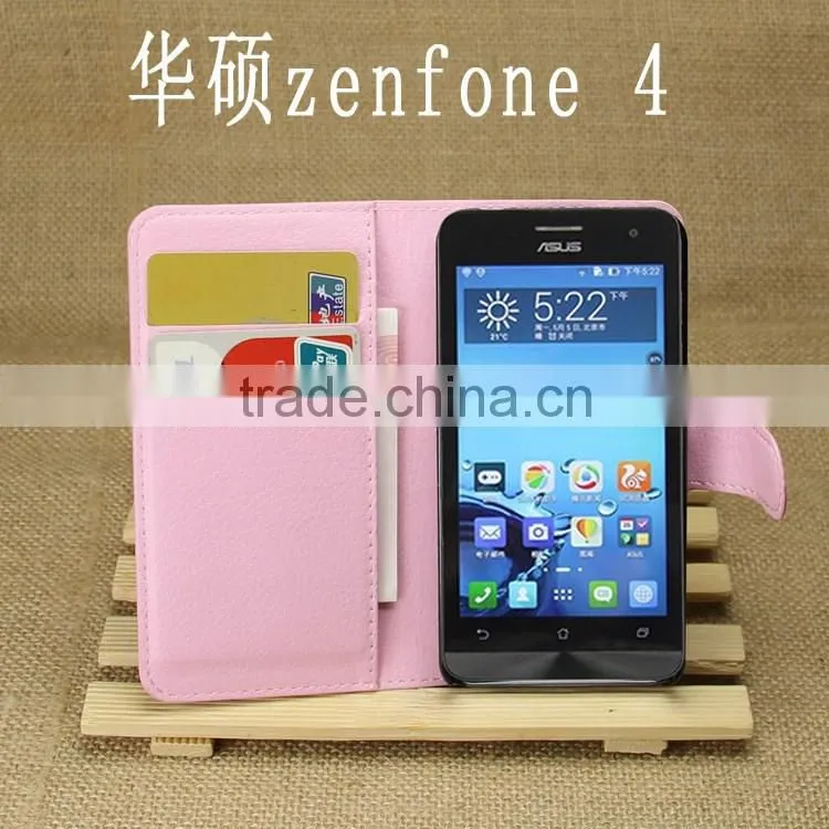 Hot Selling Cheap Mobile Phone Leather Flip Cover Case For Asus Zenfone 4