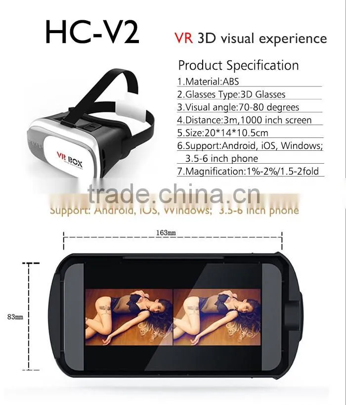 best selling cardboard vr Generation Distance Adjustable with remote vr box 2.0