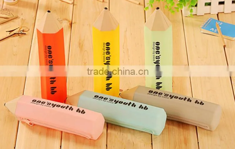 Fashion design silicone pencil shape pencil case
