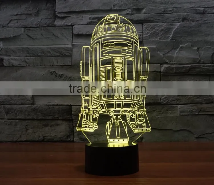 usb + battery operated acrylic night light lamp led 3d color change warship shape light for children kids baby led lamp