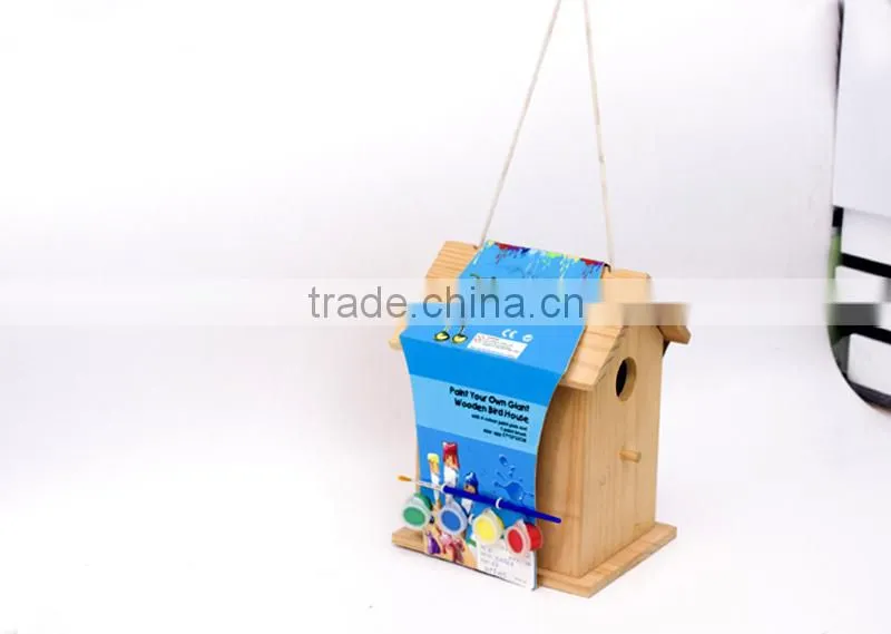 DIY PAINTING WOOD TOYS GIANT BIRD HOUSE WITH OPENABLE ROOF