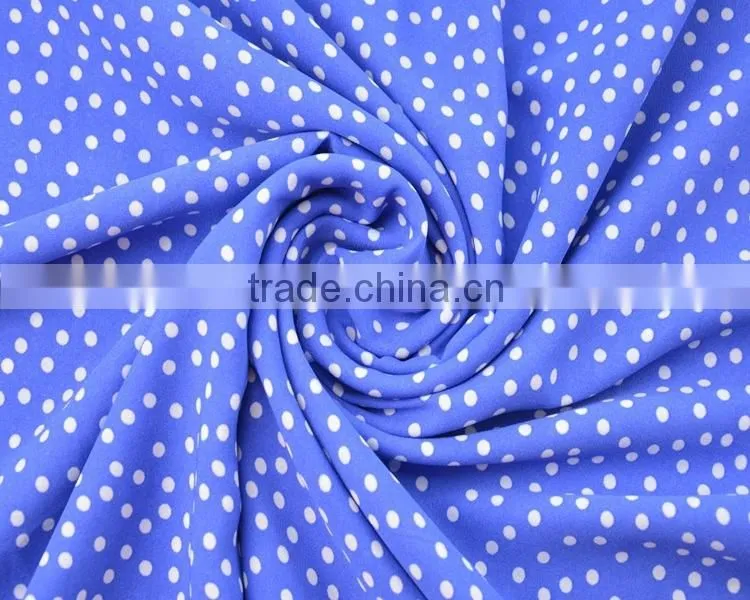 Jiufan Textile 100% Spun Polyester Fabric Good Quality White Dot Printed Georgette Fabric