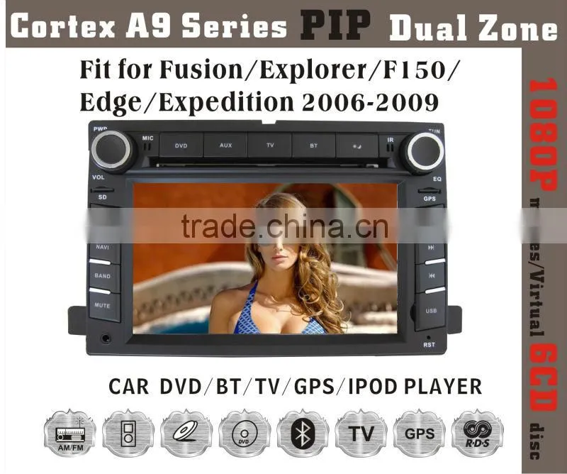 6.2inch HD 1080P BT TV GPS IPOD Fit for ford fusion/explorer/edge/expedition 2006-2009 car dvd gps bluetooth