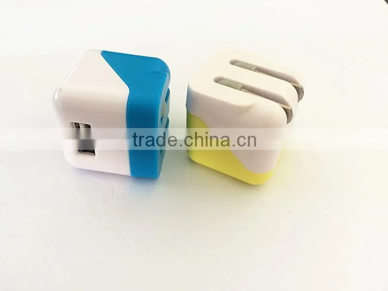 Customized colors univesal single USB US plug charger adapter 5V 1A for Smartphones