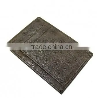 Ostrich leather card clip wallet SOCW-001