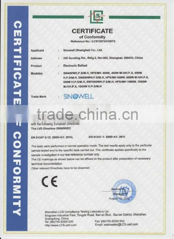 superlumen electronic ballast for growing lighting, 1000w electronic ballast with ce ul etl, hps electronic ballast