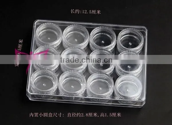 1x 12 Clear Empty Storage Case Box container nail art,hot round nail art storage