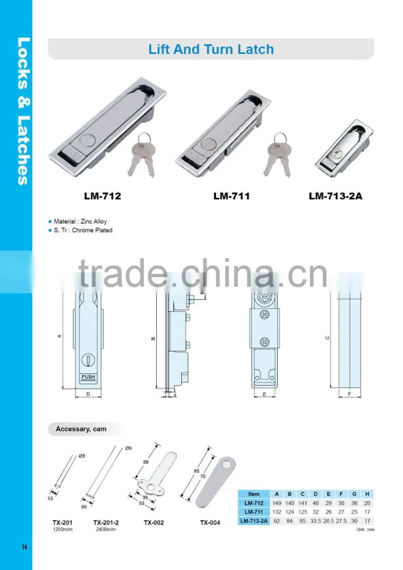 Good Quality Truck Bus Rail 90 degree bent cam lock