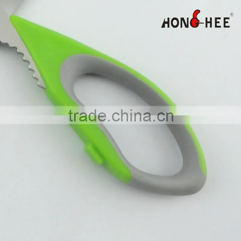 Stainless steel double injection handle kitchen scissors
