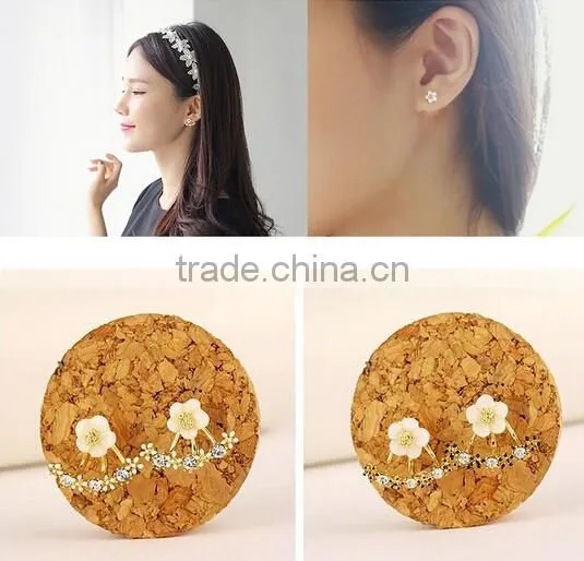 New Elegant Rose Gold Silver Plated Daisy Flower Crystal Stud Earrings