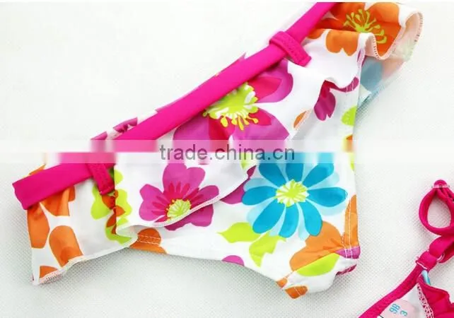 Kids Pink Yellow Floral Bikini 2 pc Swimsui