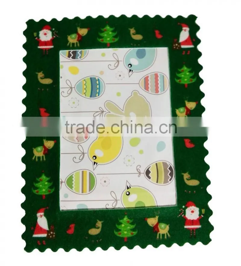 Green Xmas/Christmas felt printed photo frames for children