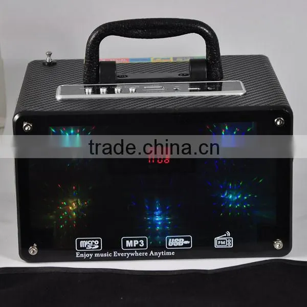 SU-66A wooden Flash Handle speaker with USB, TF Card ,FM Radio MP3 Music Player Speakers