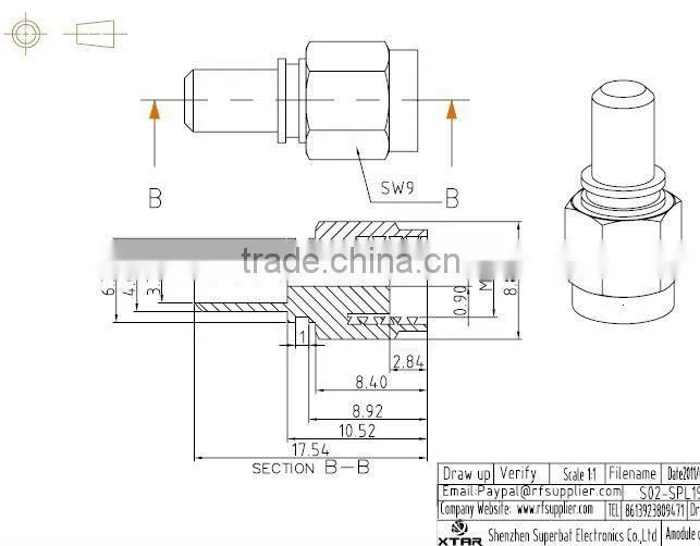 rf coaxial rp sma-male crimp cable connector for antenna
