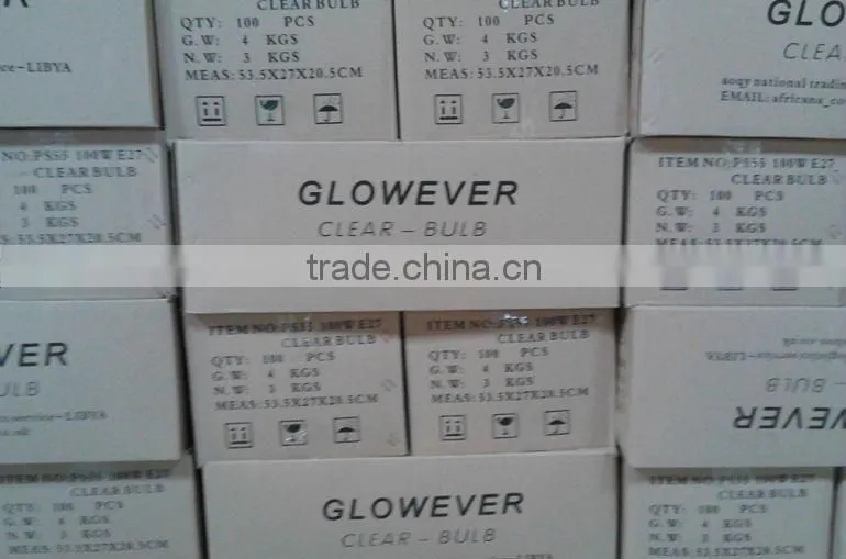 incandescent light bulb Long Life Bulbs 220V B22 E27 Clear bulb 60W 100W 200 WATT (Glowever)