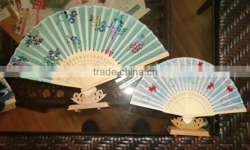 Trational hand fan bamboo handle with your logo