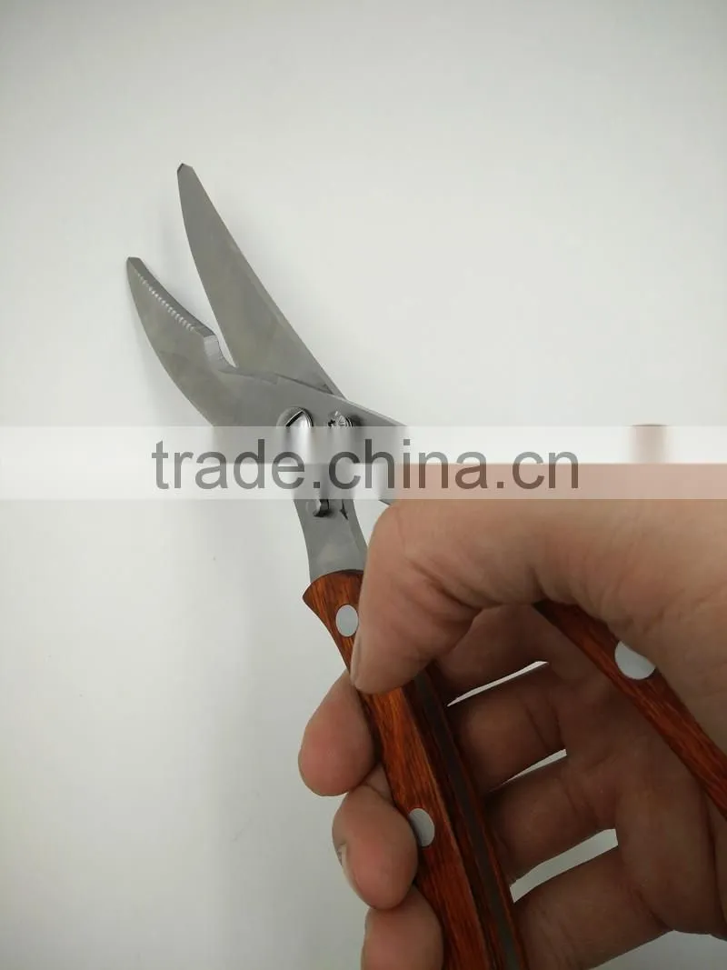 HCS004 LFGB Certificated 10" 3cr15 stainless steel heavy poultry scissors kitchen shears