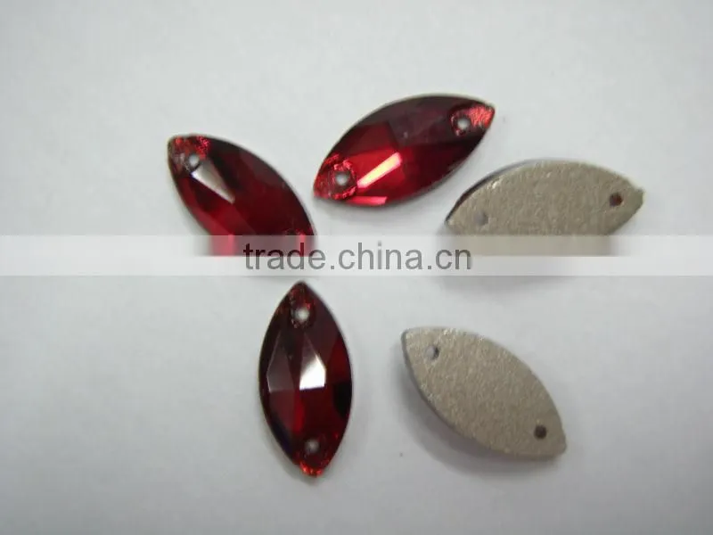 highest quality sew-on crystal beads number 3066# Boat shape Siam colour for garment