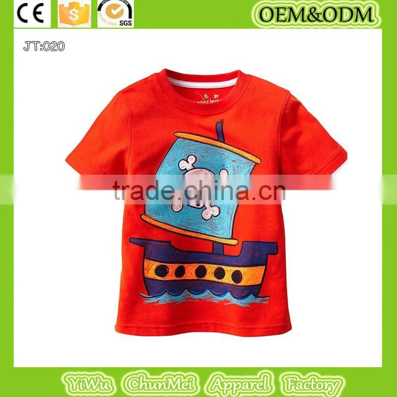100% cotton t-shirt boy girl t-shirt Pirate Ship t -shirt child t-shirt kids t-shirt