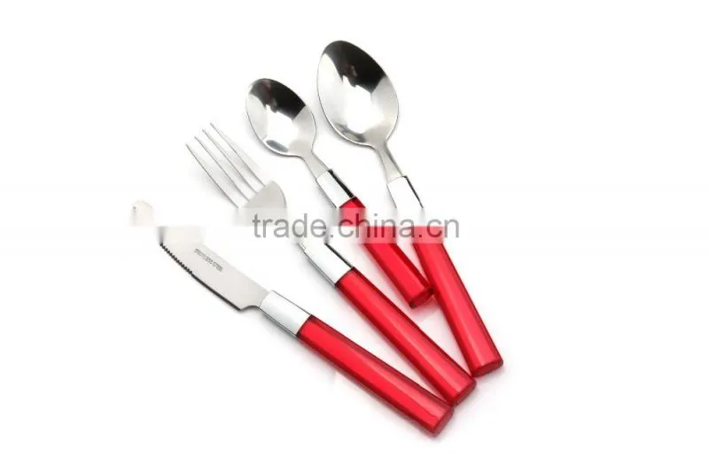 flatwares stainless steel cutlery, blue handle flatware, plastic handle flatware