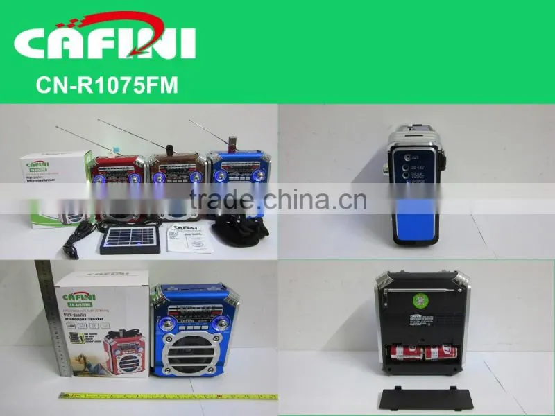 High Quality NEW Solar Powered AM/FM Radio with Solar Panel,USB/SD/Aux-in