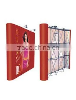 Curved or straight spring connection pop up display stand