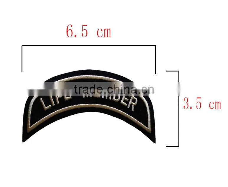 Newly fashion letters style curved shape embroidery badges
