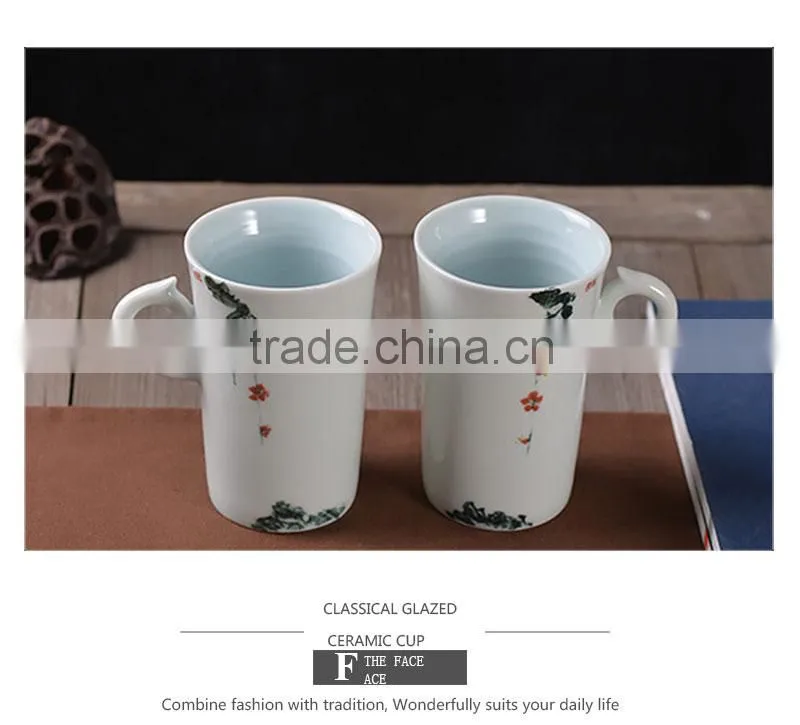 Factory direct top sale souvenir promotion gift ceramic hand made cup and wood lid CC-C049