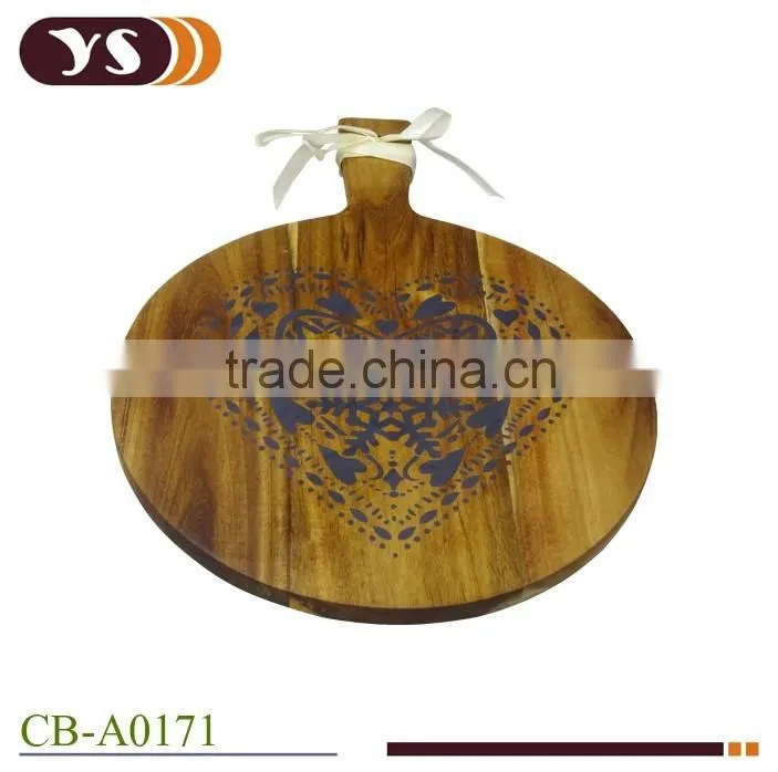 Factory kitchen round wood cutting board with handle