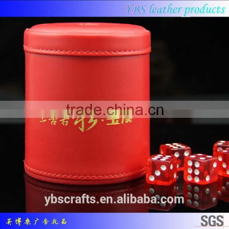 factory direct hot sale pu leather dice cup with dices
