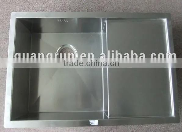 Single Bowl Stainless Steel Commerical Hand Made Kitchen Sink With Drainboard GR-522