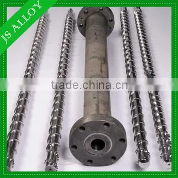 Extruder screw and barrel for PE processing extruder