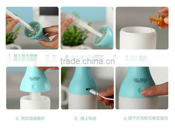 Cute Bottle Shape Mini Portable Air Humidifier Ultrasonic Humidifier With LED Night Lamp