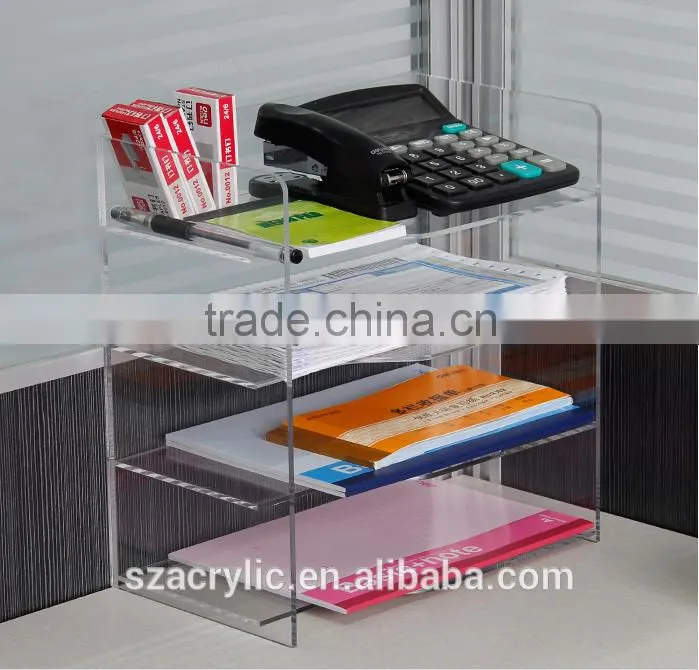 Acrylic document rack file organizer rack bank notes organizer shelf