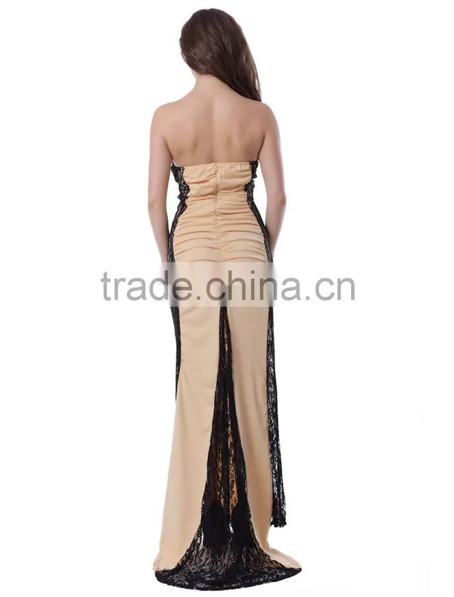 The most popular design long style elegent ladies strapless prom dress with low back