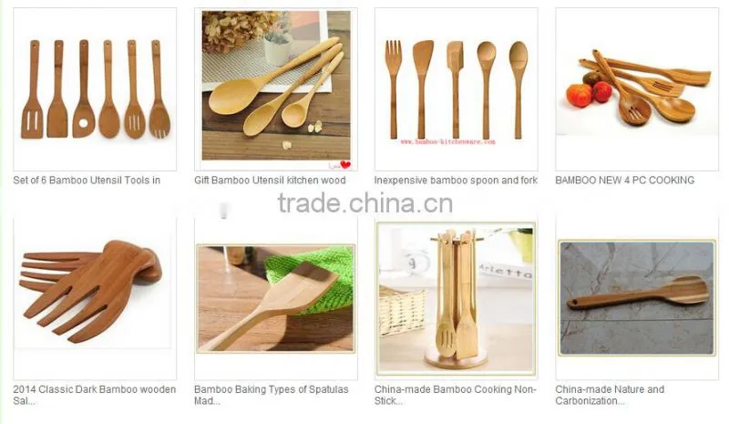 3 Piece Color Silicon Handle Bamboo Wood Kitchen Utensil Food Turner Set