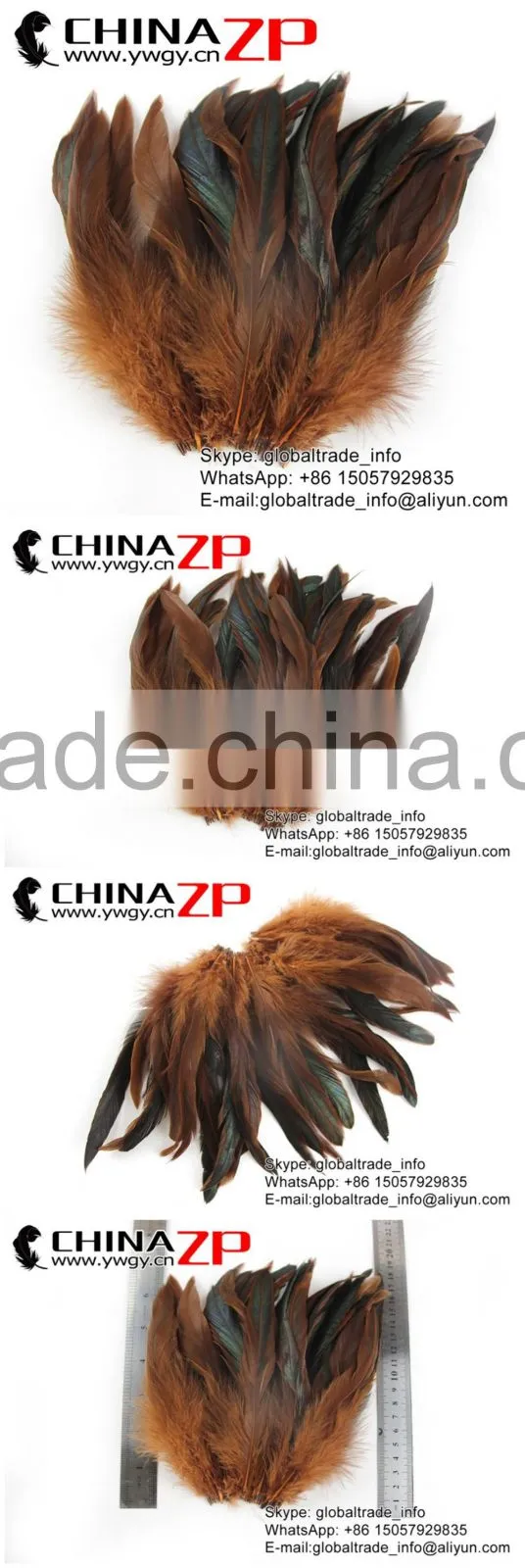 Gold Supplier CHINAZP Bulk Sale Top Quality Colored Brown Chicken Half Bronze Rooster Schlappen Feathers