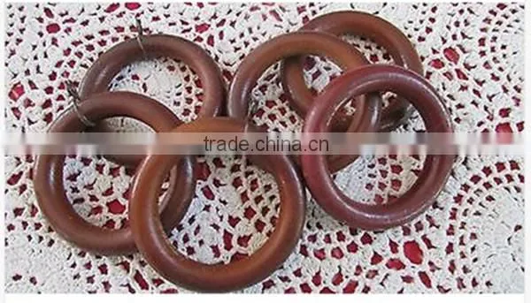 6 Antique Vintage Red Bronze Wooden Drapery Curtain Rings with EYE Hook