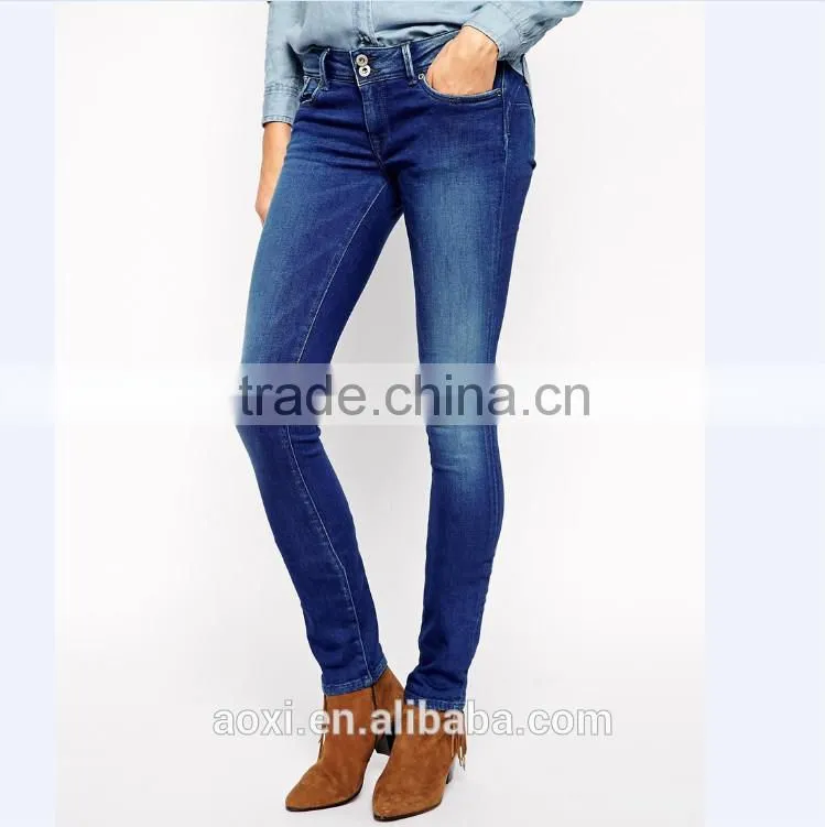 China Manufacturer high quality blue casual cotton blend skinny pants bulk wholesale price of denim girls sexy tight jeans