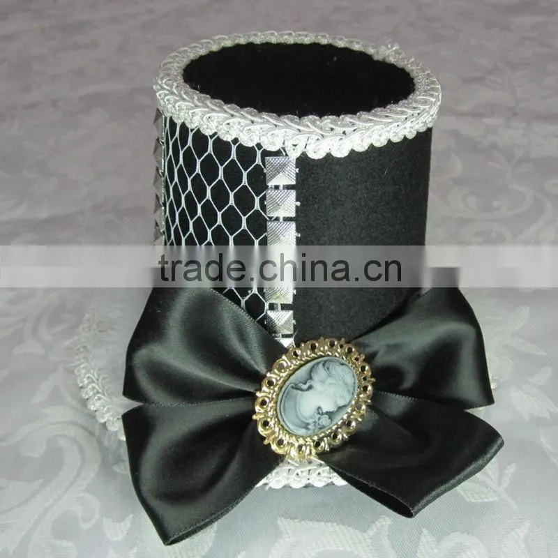 MYLOVE Black red colors bow felt hat with 2 clips wholesale MLGM013