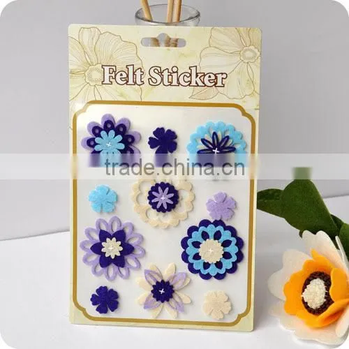 adhesive felt sticker, 3d sticker , handmade felt sticker, scrapbooking sticker, layered sticker , flower felt sticker