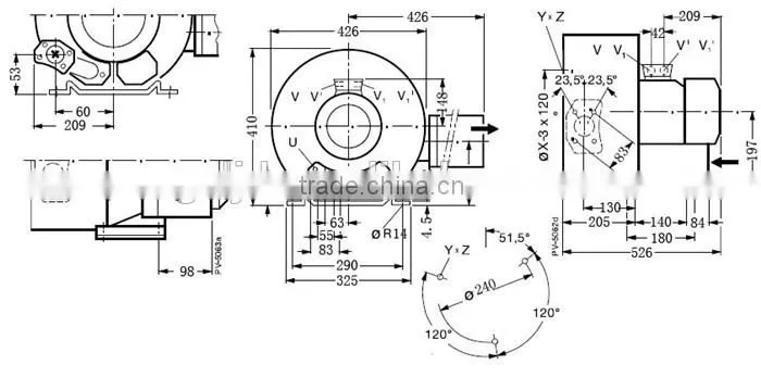 vacuum holding robert suction air blower 5.5KW
