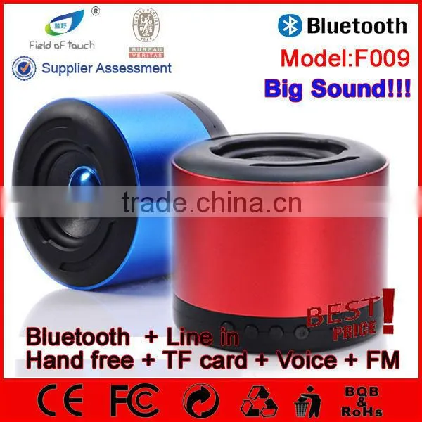 Model F009 Super bass Metal Mini Speaker Bluetooth with Strong Vibration TF Card FM Radio