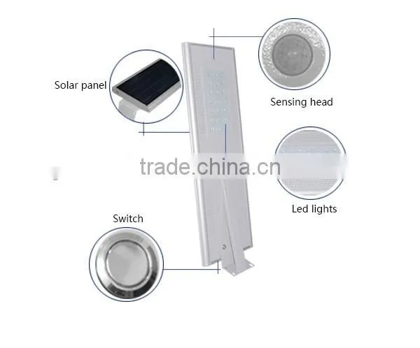 20W All In One Solar Street Light Mono Panel Li-ion Battery LED Lamp All in One