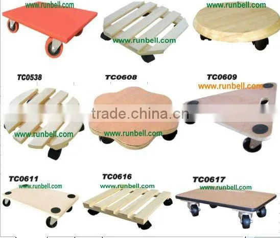 Wooden Platform Hand Dolly With 4Caster Wheels