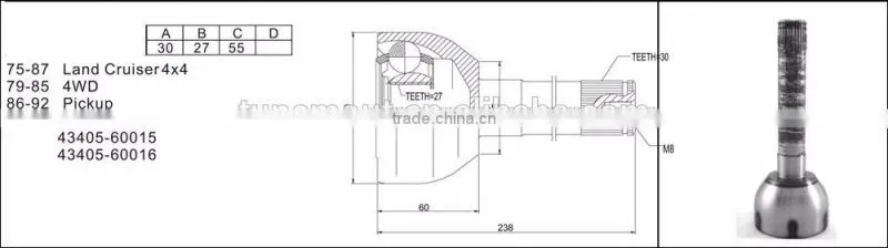 Cv Joint For Toyota LAND CRUISER/LEXUS OEM: 43460-69115
