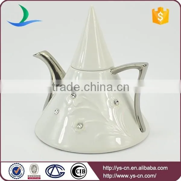 Silver plated ceramic coffee set with diamond