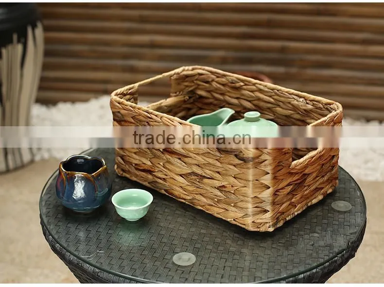 new style wholesales handmade woven water hyacinth make straw storage baskets sundries